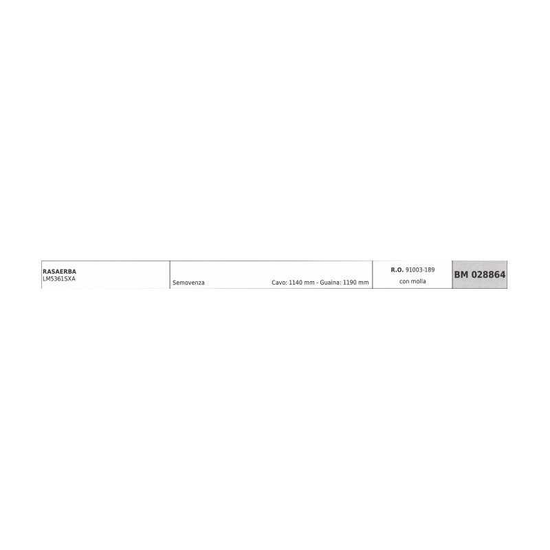 KAAZ LM5361SXA selbstfahrender Federmäher Kabel 1140 mm Kabelummantelung 1190 mm