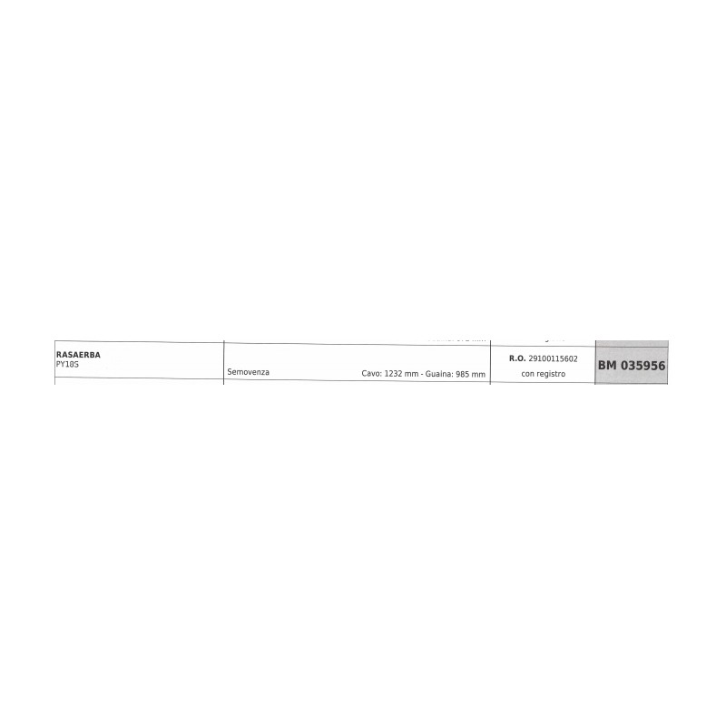 PROGREEN câble tondeuse avec registre PROGREEN tondeuse PY18S câble 1232 mm gaine 985 mm