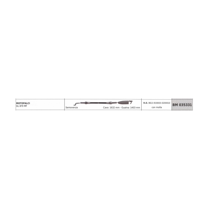 Cavo semovenza GREEN LINE motofalciatrice GL870MF cavo 1632mm guaina 1403mm