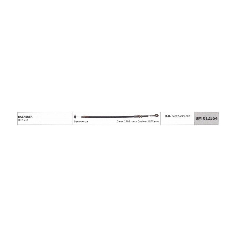 HONDA self-propelled mower cable HRA 216 cable 1205 mm sheath 1077 mm