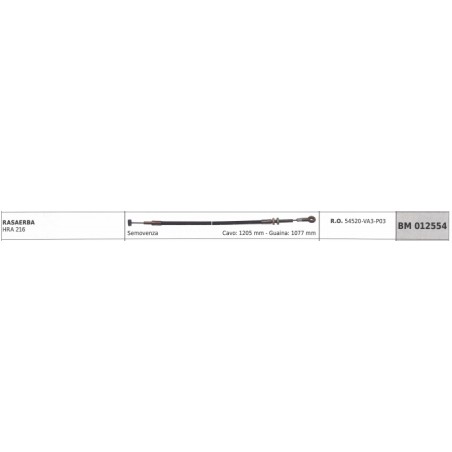 HONDA self-propelled mower cable HRA 216 cable 1205 mm sheath 1077 mm | Newgardenstore.eu