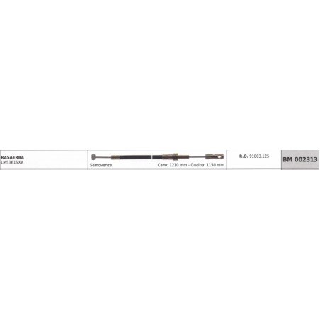 KAAZ mower drive cable LM5361SXA cable 1210mm sheath 1150mm | Newgardenstore.eu