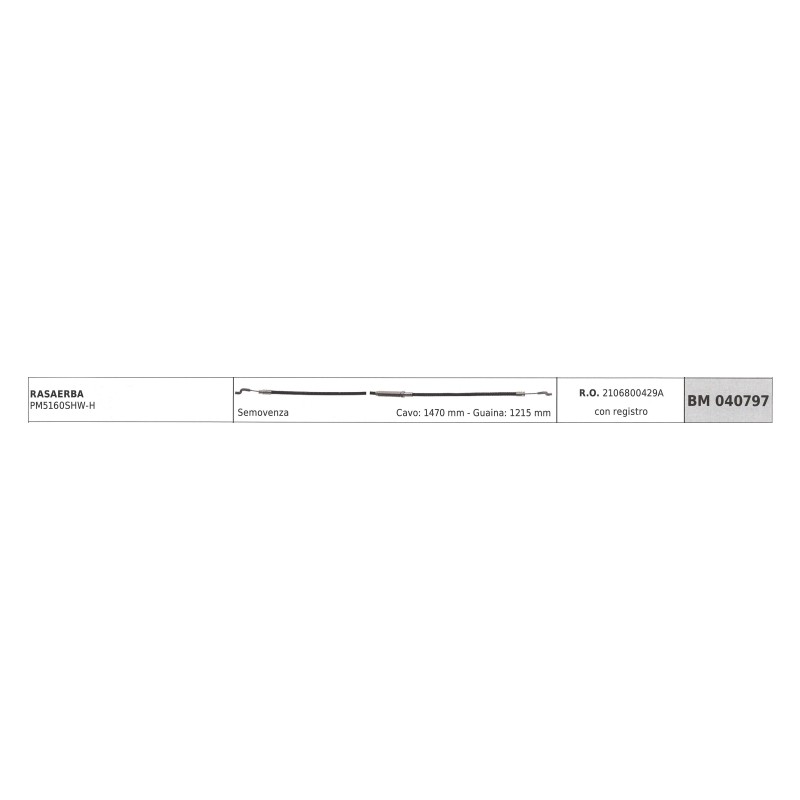 MOWOX câble pour tondeuse autotractée PM5160SHW-H câble 1470mm gaine 1215mm avec registre