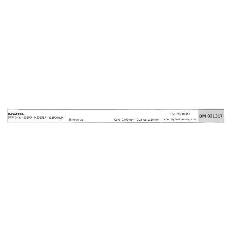 Cavo semovenza MTD rasaerba SP54OHW 53SPO M5355SP cavo 1400 mm guaina 1150 mm