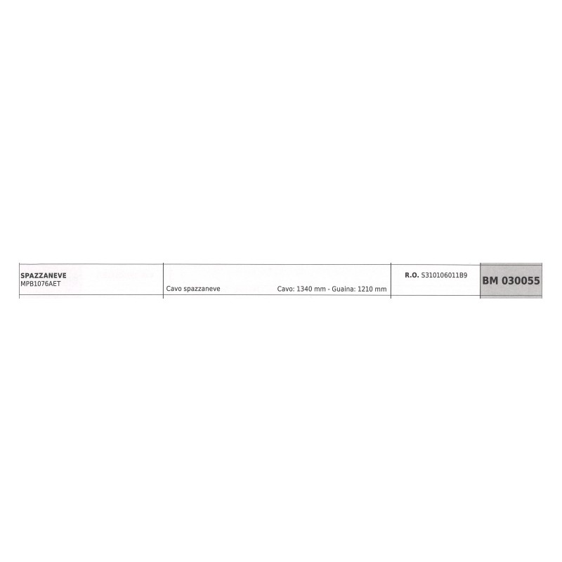 Cavo spazzaneve MAORI per spazzaneve MPB107AET cavo 1340 mm guaina 1210 mm