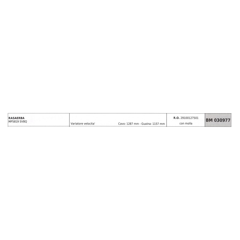 MAORI cortacésped cable variador de velocidad MP5819 SVBQ cable 1287mm vaina 1157mm