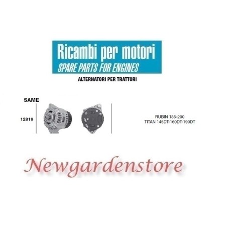 Lichtmaschine 12819 SAME Traktor Motor RUBIN TITAN 145 DT 14 Volt 85 Ampere | Newgardenstore.eu