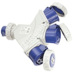 CEE 6H plug adapter with 2 sockets 2P+E COMPATIBLE - 008974