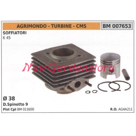 Cylindre à segments de piston AGRIMONDO moteur de soufflerie K 45 007653 | Newgardenstore.eu