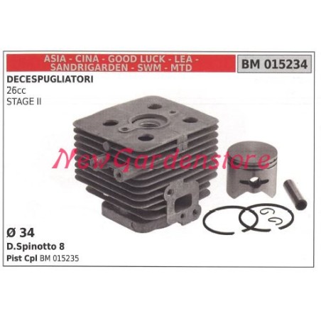 Segments de cylindre de piston CINA moteur de débroussailleuse 26cc STAGE II 015234 | Newgardenstore.eu