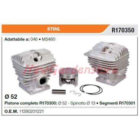 Cilindro pistone segmenti compatibile STIHL motosega 046 MS460 R170350 | Newgardenstore.eu