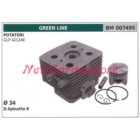 Cilindro pistone segmenti GREEN LINE motore potatore GLP 4212AE 007495 | Newgardenstore.eu