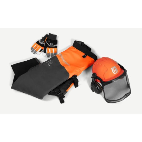 kit de protection HUSQVARNA comprend des gants, un casque et des chaps. | Newgardenstore.eu