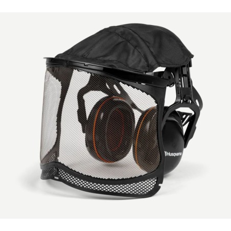 Cuffie protettive HUSQVARNA con visiera a rete Ultra Vision e copertura | Newgardenstore.eu