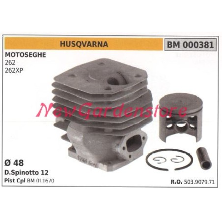 Cilindro pistone segmenti HUSQVARNA motore motosega 262 262XP 000381 | Newgardenstore.eu