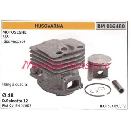 Cilindro pistone segmenti HUSQVARNA motore motosega 365 tipo vecchio 016480 | Newgardenstore.eu