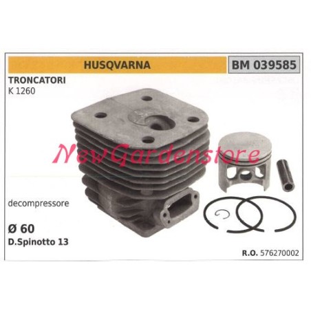 Cilindro pistone segmenti HUSQVARNA motore troncatore K 1260 039585 | Newgardenstore.eu