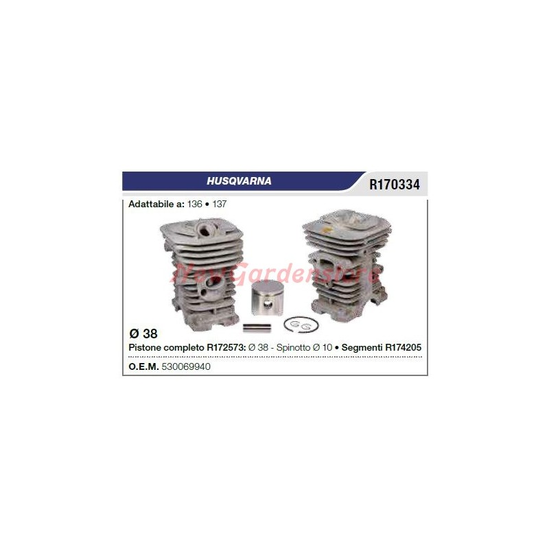 Cilindro e pistone motosega 136 137 compatibile HUSQVARNA 530069940
