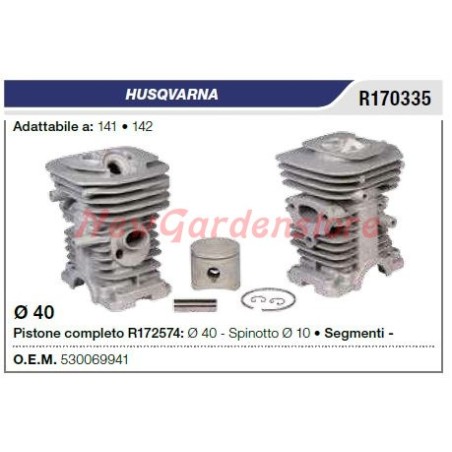 Cilindro pistone segmenti HUSQVARNA motosega 141 142 R170335 | Newgardenstore.eu