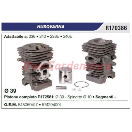 Segments de cylindre à piston HUSQVARNA tronçonneuse 236 240 236E 240E R170386 | Newgardenstore.eu