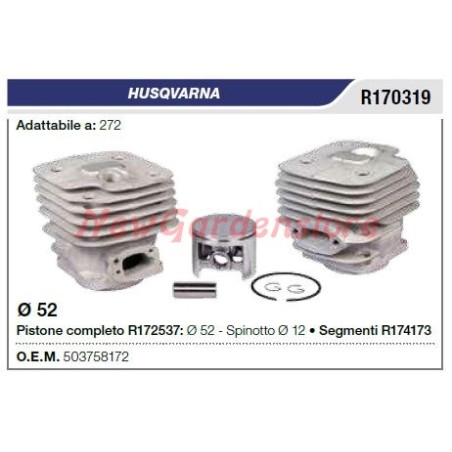 Segments de cylindre de piston HUSQVARNA tronçonneuse 272 R170319 | Newgardenstore.eu