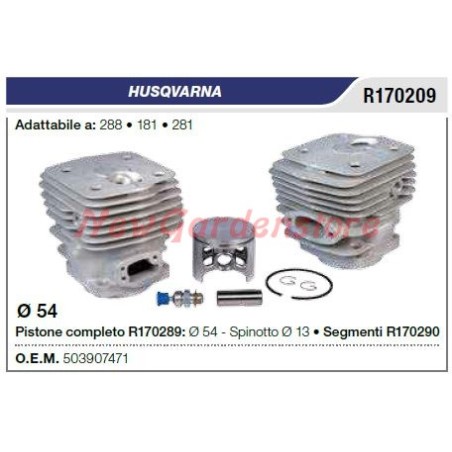 Cilindro pistone segmenti HUSQVARNA motosega 288 181 281 R170209 | Newgardenstore.eu