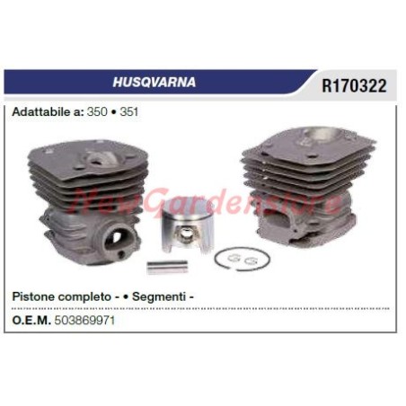 Cilindro pistone segmenti HUSQVARNA motosega 350 351 R170322 | Newgardenstore.eu