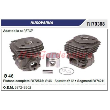 Cilindro pistone segmenti HUSQVARNA motosega 357XP 537248502 | Newgardenstore.eu