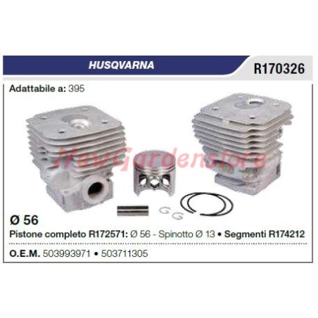 Cilindro pistone segmenti HUSQVARNA motosega 395 R170326 | Newgardenstore.eu