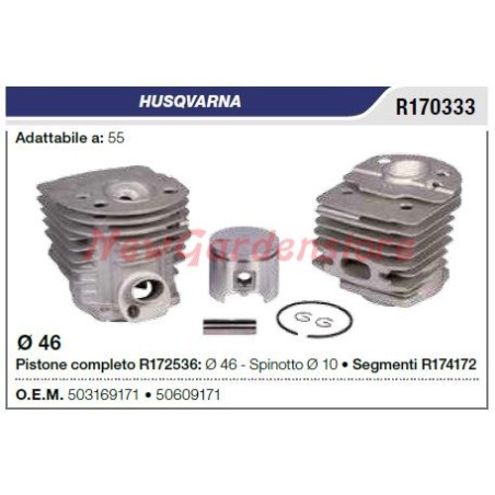 Cilindro pistone segmenti HUSQVARNA motosega 55 R170333 | Newgardenstore.eu