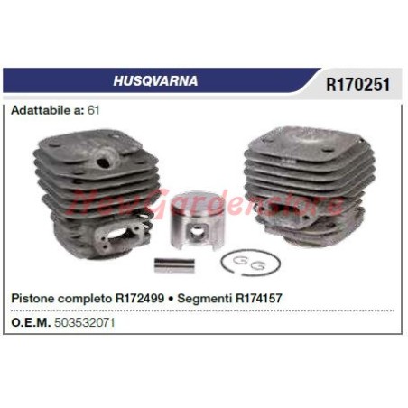 Cilindro pistone segmenti HUSQVARNA motosega 61 R170251 | Newgardenstore.eu