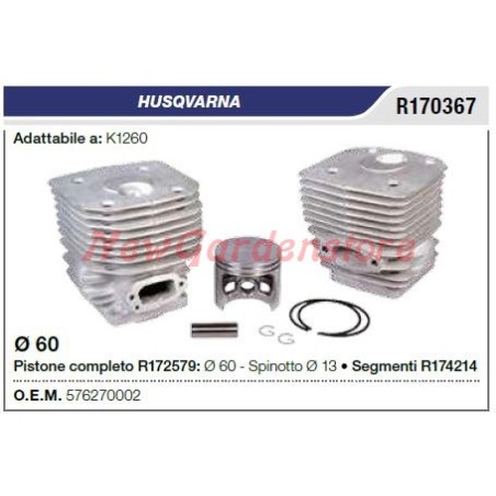 Segments de cylindre à piston HUSQVARNA pour tronçonneuse K1260 R170367 | Newgardenstore.eu