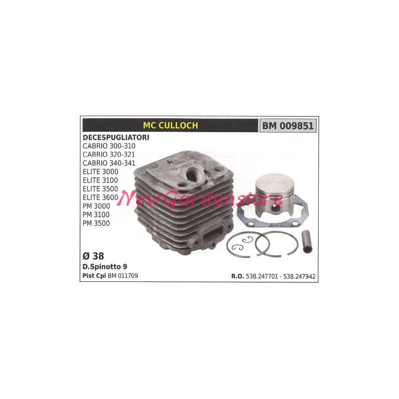 Cilindro pistone segmenti MC CULLOCH motore decespugliatore CABRIO 300 009851