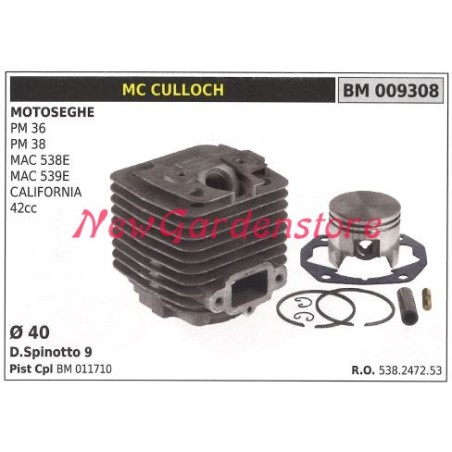 Segmentos cilindro pistón MC CULLOCH motor motosierra PM 36 38 009308 | Newgardenstore.eu
