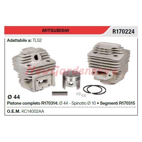 Cilindro pistone segmenti MITSUBISHI decespugliatore TL52 R170224 | Newgardenstore.eu