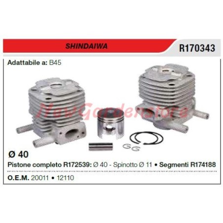 Cylindre à piston segmenté pour débroussailleuse SHINDAIWA B45 R170343 | Newgardenstore.eu