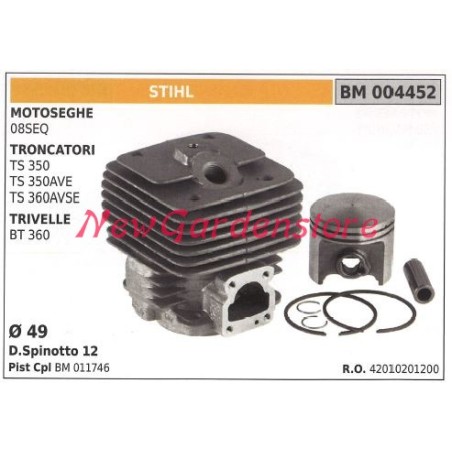 Segments de cylindre de piston STIHL moteur de tronçonneuse 08SEQ TS 350 004452 | Newgardenstore.eu