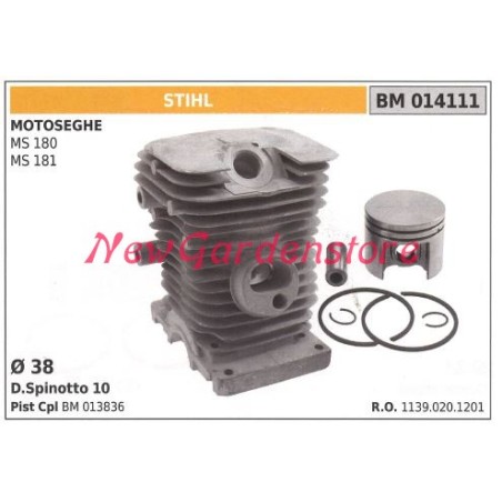 Cilindro pistone segmenti STIHL motore motosega MS 180 181 014111 | Newgardenstore.eu