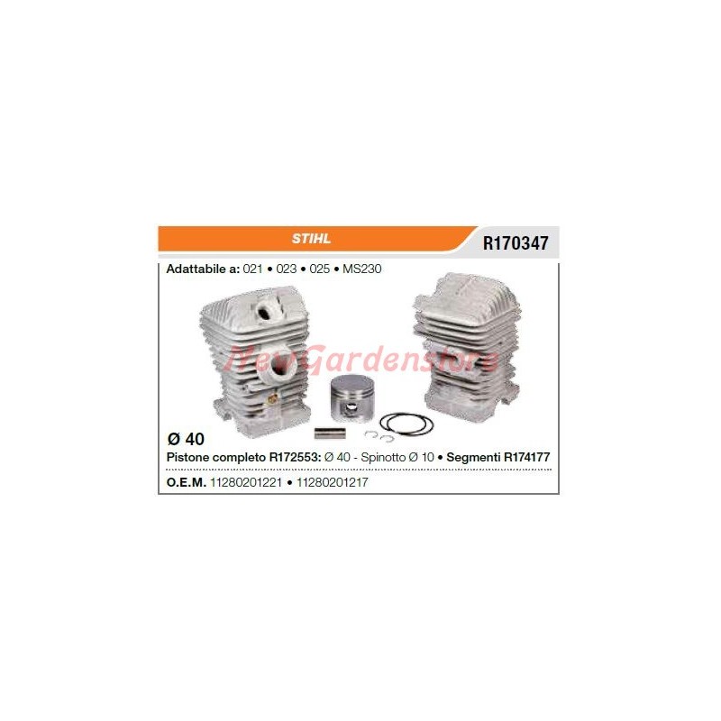 Cilindro pistone segmenti STIHL motosega 021 023 025 MS230 R170347