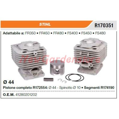 Segments de cylindre à piston STIHL FR350 tronçonneuse 450 480 R170351 | Newgardenstore.eu