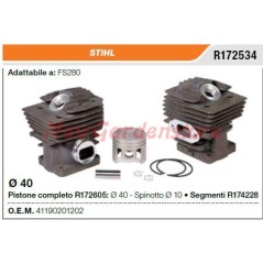 Cilindro y pistón de desbrozadora STIHL FS280 compatible 41190201202