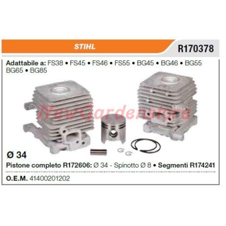 Piston cylinder segments STIHL chainsaw FS38 FS46 45 R170378 | Newgardenstore.eu