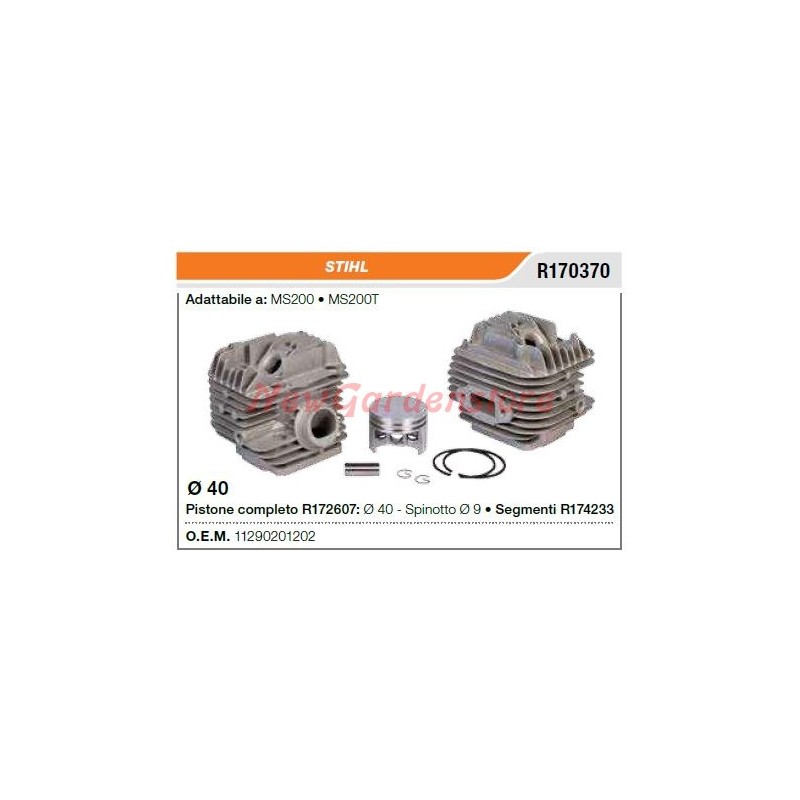 Segmentos de cilindro de émbolo Motosierra STIHL MS200 MS200T R170370