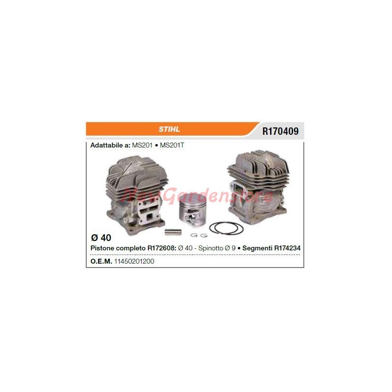 Cilindro pistone segmenti STIHL motosega MS201 MS201T R170409