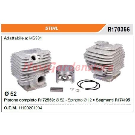 Segments de cylindre à piston STIHL pour tronçonneuse MS381 R170356 | Newgardenstore.eu