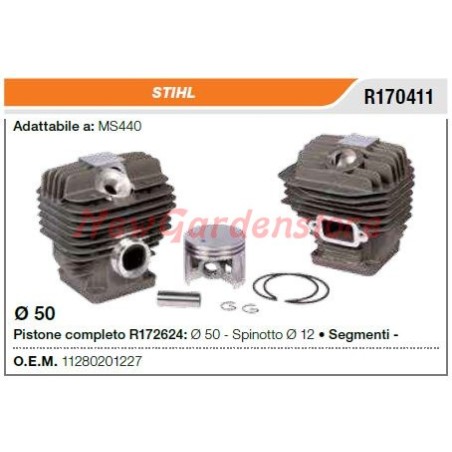 Cilindro pistone segmenti compatibile STIHL motosega MS440 R170411 11280201227 | Newgardenstore.eu