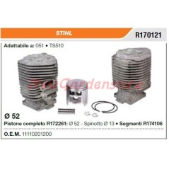 Cilindro pistone segmenti STIHL troncatore 051 TS510 R170121
