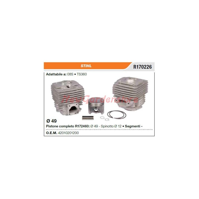 Cilindro pistone segmenti STIHL troncatore TS360 08S R170226