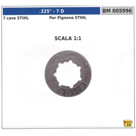 NEWGARDENSTORE self-aligning ring sprocket teeth 7 .325" 7 slots 005996 | Newgardenstore.eu