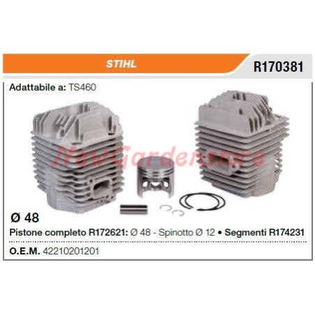 Cilindro pistone segmenti STIHL troncatore TS460 R170381 | Newgardenstore.eu